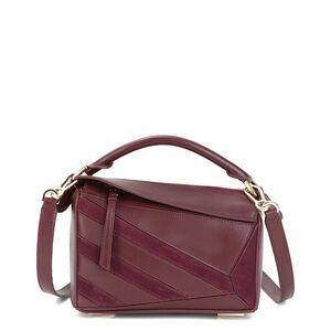 Tiffany & Fred Paris Leather & Suede Geometric Shoulder Bag, Red